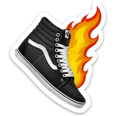 Vans shoes black skate and fire in front logo sticker
