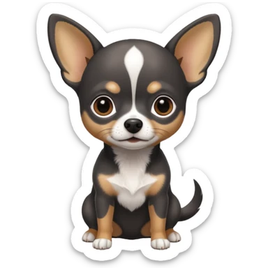 Very Dark grey and black Chihuahua with white markings sticker
