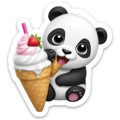 Panda eating ice cream sticker