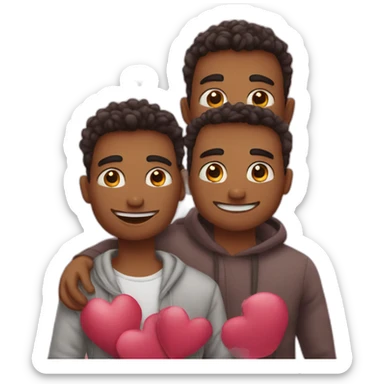 A trio of 3 male friends wishing valentines day to each other. sticker