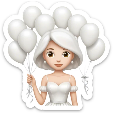 bride with white balloons sticker