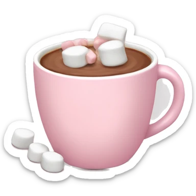 Light Pink mug of hot chocolate with marshmallows  sticker