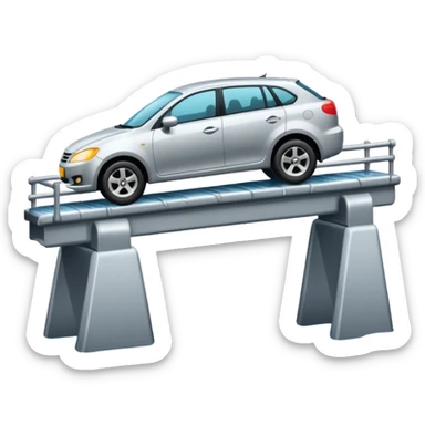 car falling off bridge in the rain sticker