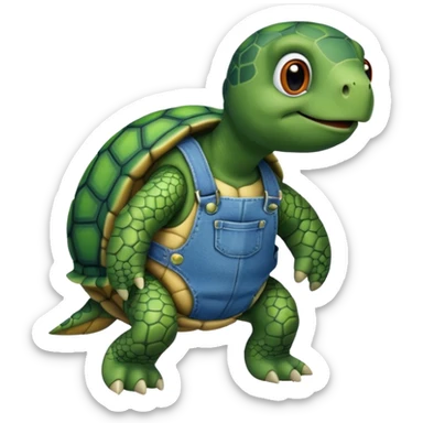 Turtle wearing overalls sticker