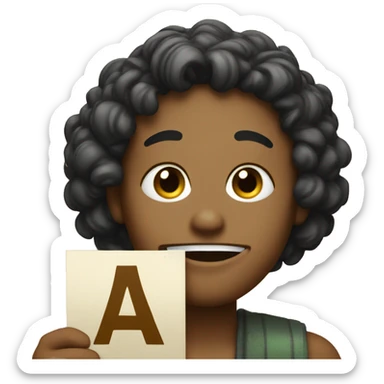 an emojie face holding up a sign that says "Ja ja" sticker