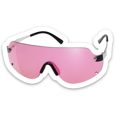 frameless pink tinted shield visor sunglasses, Y2K aesthetic, one-piece lens sticker