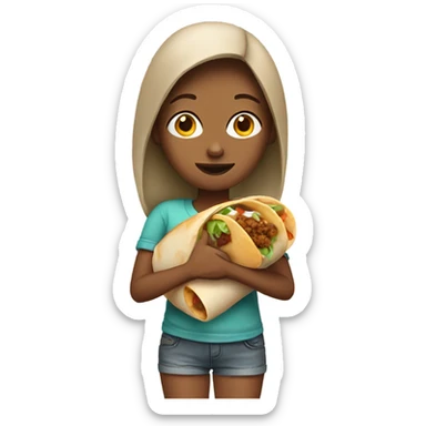Girl with burrito  sticker