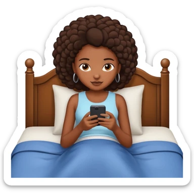 black girl texting on bed sticker