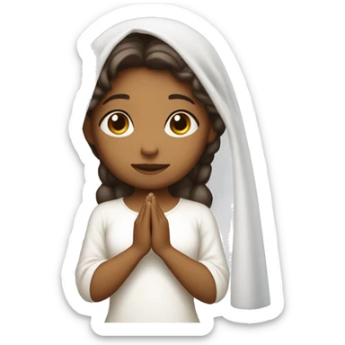 Caramel skin Girl praying for with white veil  sticker