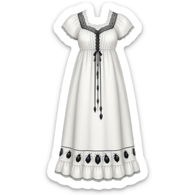 White victorian nightgown with black bugs  design  sticker