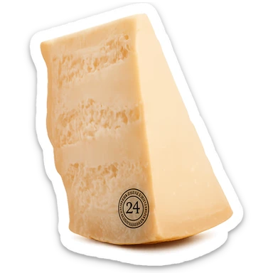 Realistic style piece of Parmigiano Reggiano inspired by the reference image, isolated with no background, natural details, photorealistic rendering. sticker