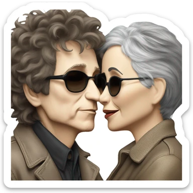 Bob Dylan kissing Joan baez  sticker