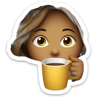 girl inside a blanket sipping coffee eyes closed, white  sticker