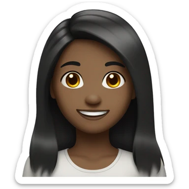 smiling girl with black hair, darker skin sticker