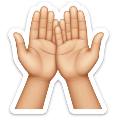 Create an Apple-style emoji of two hands pressed together in a praying gesture. The hands should be simplified, smooth, and cartoon-like, with soft gradients and glossy highlights typical of iOS emojis. Show only the hands, with no arms or background. The hands are join, like a clap. sticker
