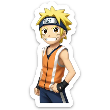 Naruto qui joue au foot ac l'équipage de Luffy et minato sticker