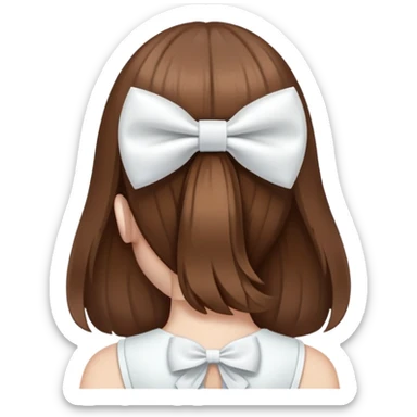 Brown hairs with white bow from the back sticker
