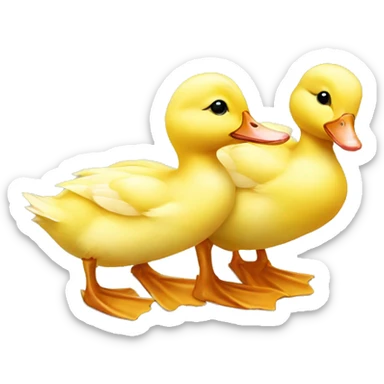 Little ducklings following their mother duck sticker