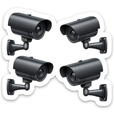 Four cctv cameras linked together  sticker