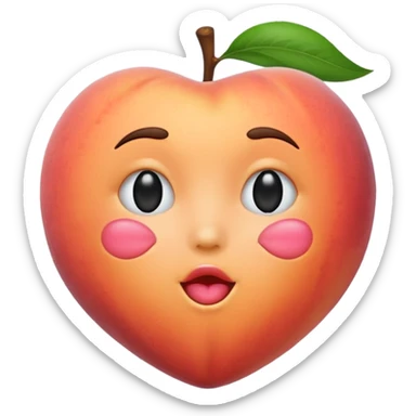 Peach emoji with a kiss emoji on the peach emoji  sticker