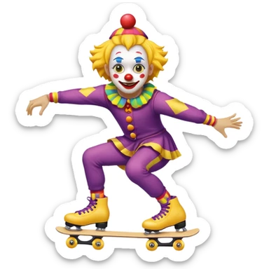 skater clown skating yellow sticker