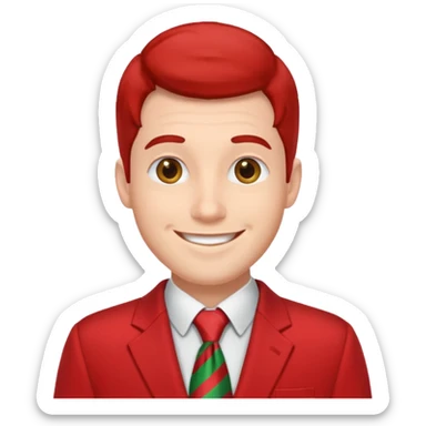 man  in red holiday suit sticker