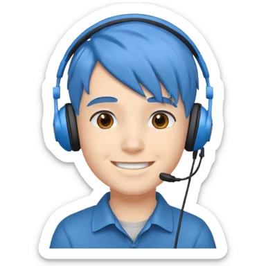 Boy gamer with headset, blue hair











 sticker