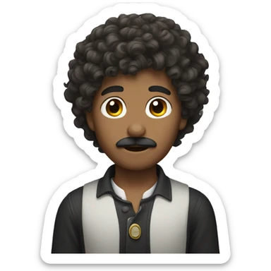 Curly hair boy with mustache  sticker