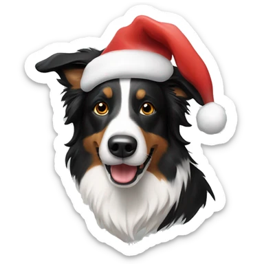 Border collie with Santa Hat sticker