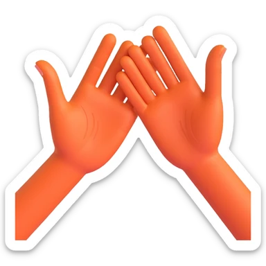 Two open hands in emoji style, tilted to the right as if pushing a swing, with motion lines behind them to show movement. Minimal background, clean cartoon style sticker