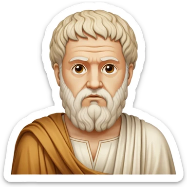 Cinematic Realistic portrait of Plato, depicted as a wise ancient philosopher with a contemplative gaze and detailed traditional Greek attire, rendered in soft, classical lighting that evokes antiquity sticker