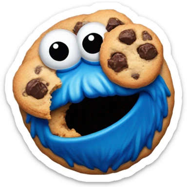 cookie monster devouring a cookie sticker