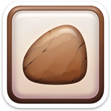 a Tiny compressed Stylized brown stone-rock-pebble symbol inside a pastel gradient white square icon, brown borders sticker