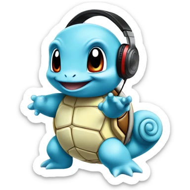 Squirtle listening to music sticker