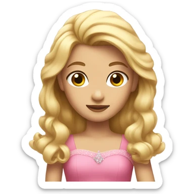 a princess with blonde hair pink dress  sticker