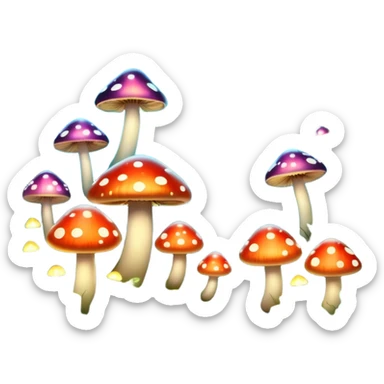 magical forest with glowing mushrooms and fireflies sticker