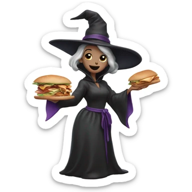 A witch eating a sandwich  sticker