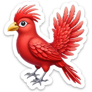 red feathered bird sticker