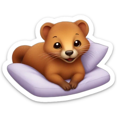 red cheerful mongoose in bed sticker