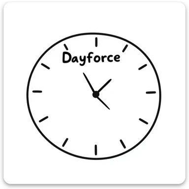 hand-drawn doodle of a clock with Dayforce text sticker
