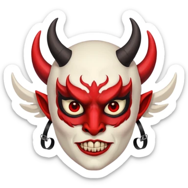 a demon waring an angels mask sticker