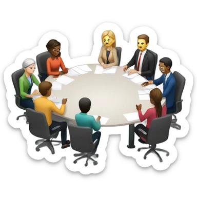 men and women work meeting at a table sticker