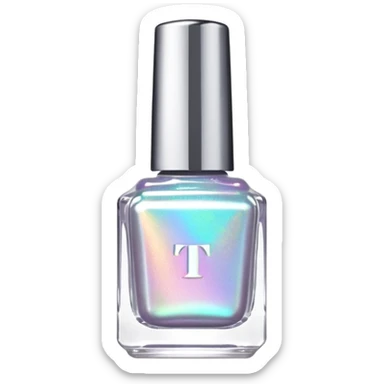Twinkled T, Holographic nail polish bottle, white lid sticker