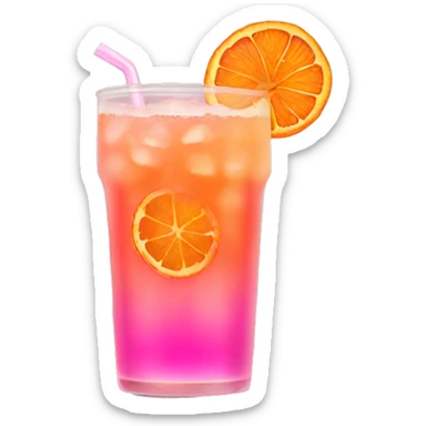 Orange and pink hibiscus iced drink sticker