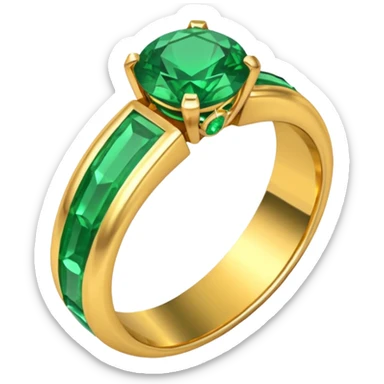 wedding ring with a emerald green stone sticker