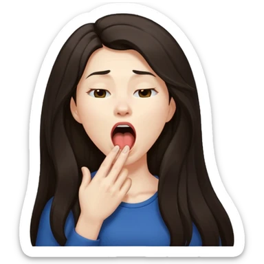 yawning dark long hair woman sticker