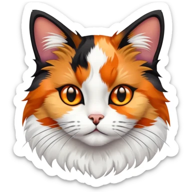 calico cat with orange, black and white patches sticker
