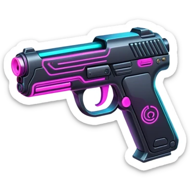 neon cyberpunk style gun sticker