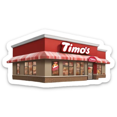 “Tim Hortons store with a red and white color scheme, featuring the classic Tim Hortons logo, a warm and welcoming design that represents a popular coffee and donut shop.” sticker