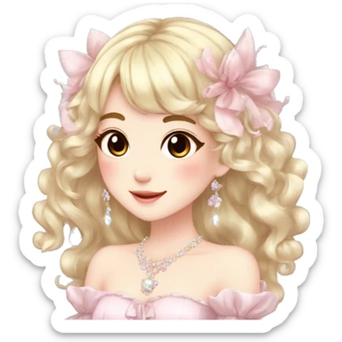 Dreamy pretty elegant cute shiny blushing shy anime lady kawaii beautiful hair naturecore fairycore cottagecore jewels trending aesthetic full body sticker